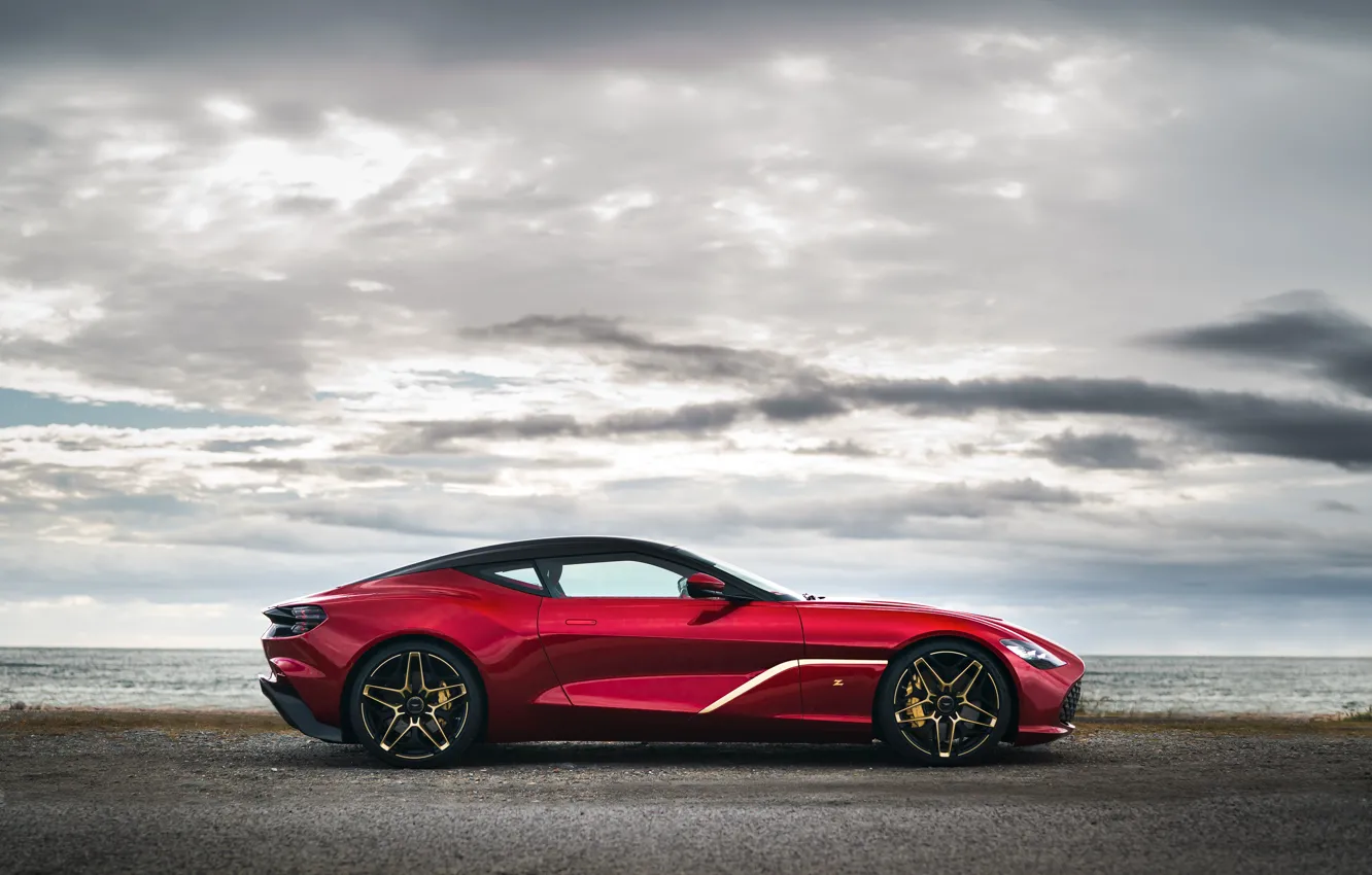 Фото обои красный, Aston Martin, купе, в профиль, Zagato, 2020, V12 Twin-Turbo, DBS GT Zagato