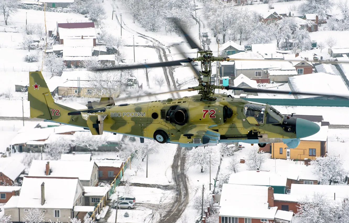 Фото обои авиация, вертушка, полёт, Ка-52, боевой вертолёт, «Аллигатор», ВКС России