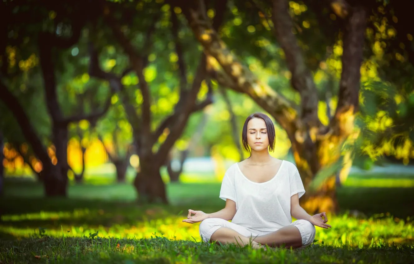 Фото обои park, yoga, white clothes