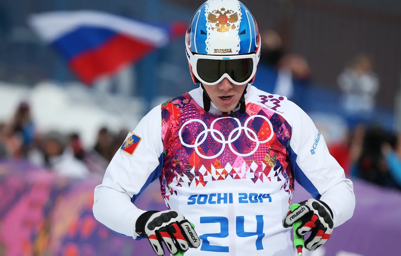 Фото обои флаг, очки, шлем, Россия, герб, RUSSIA, Сочи 2014, XXII Зимние Олимпийские Игры