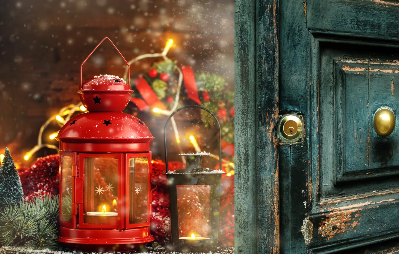 Фото обои украшения, Новый Год, Рождество, фонарь, Christmas, wood, New Year, decoration