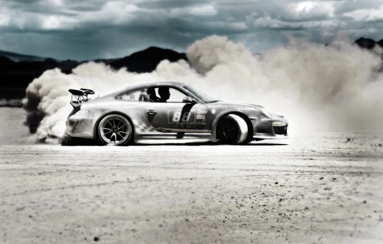 Фото обои песок, пустыня, Porsche, GT3RS, GoldRush