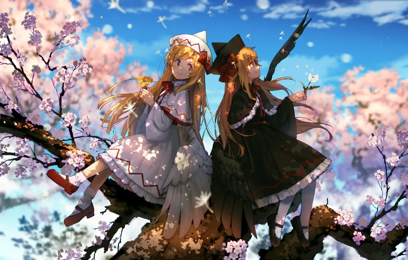 Фото обои девочки, ангел, весна