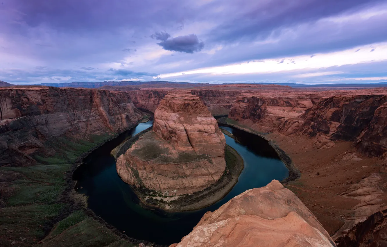 Фото обои облака, горизонт, Колорадо, Аризона, Arizona, Colorado, Подкова, Horseshoe