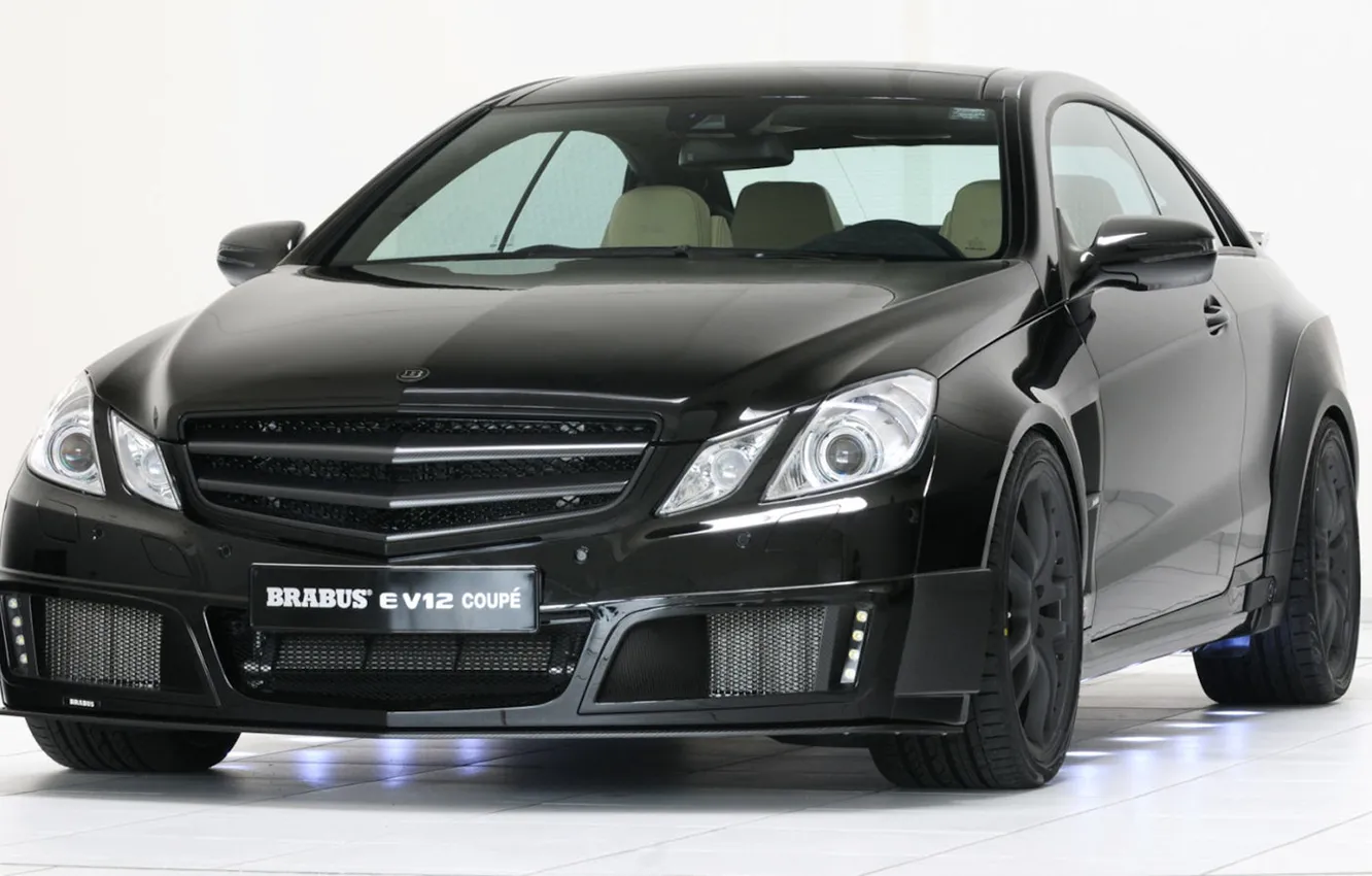 Фото обои чёрный, mercedes, мерс, brabus, coupe, v12