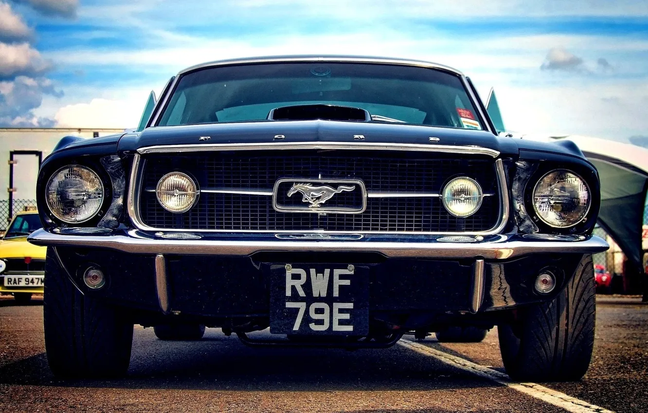 Фото обои Mustang, мустанг, мощь, muscle car, американская, 1968, pony car, олдтаймер