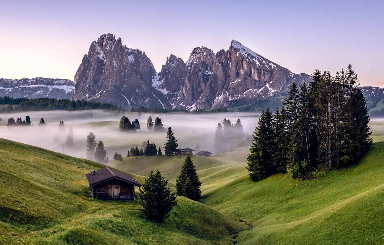 Фото обои house, grass, trees, landscape, Italy, nature, mountains, rocks