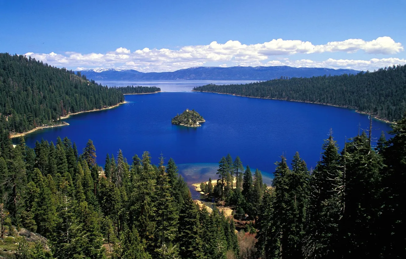 Фото обои лес, пейзаж, природа, озеро, остров, Калифорния, Озеро Тахо