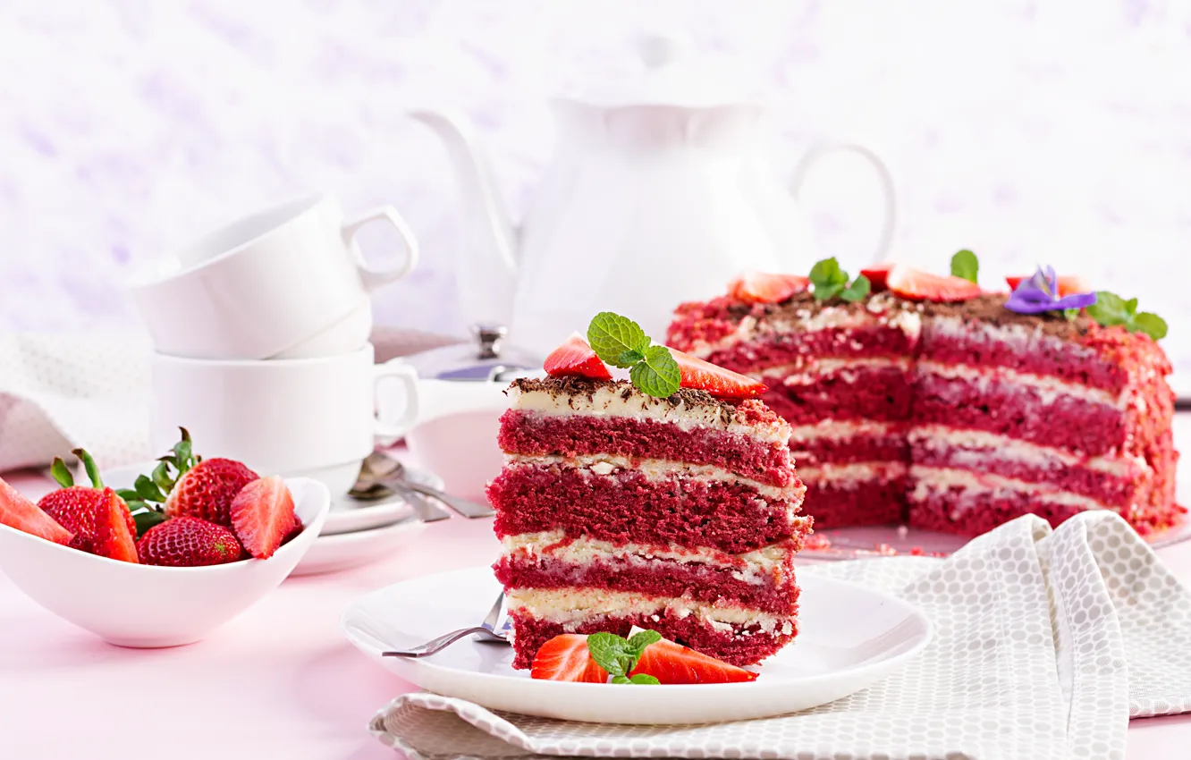 Фото обои ягоды, клубника, торт, десерт, Iryna Melnyk