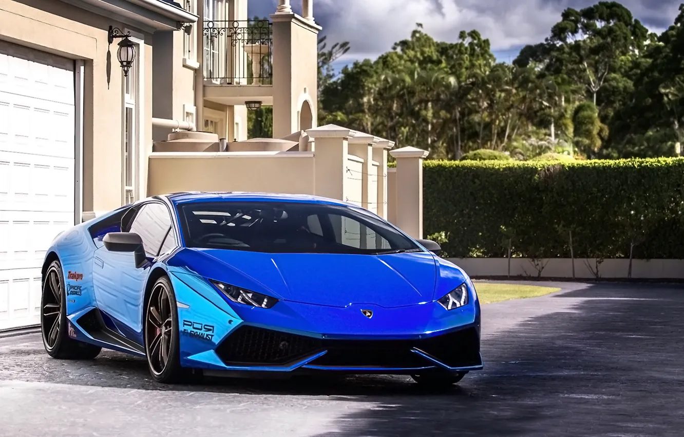 Фото обои Lamborghini, blue, Huracan, pur