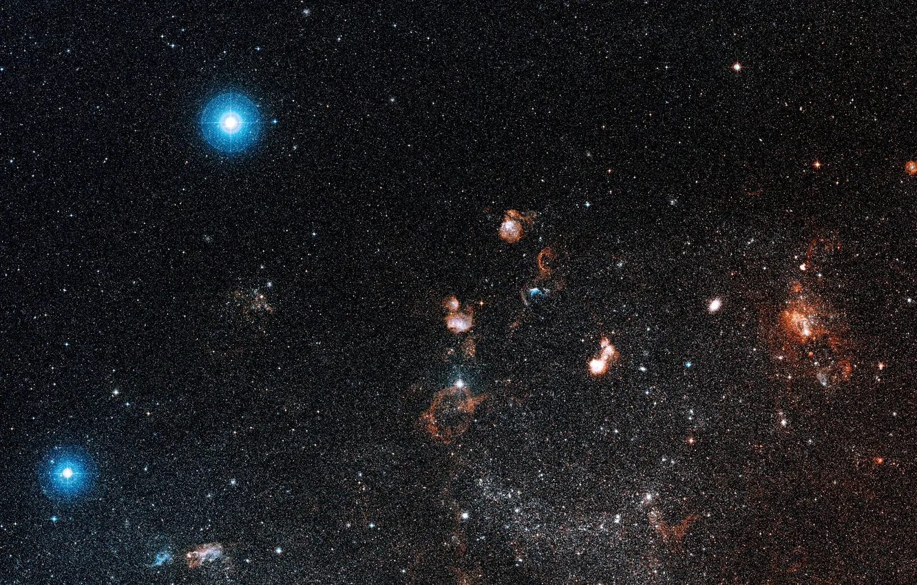 Фото обои Hubble Space Telescope, LH 95, Large Magellanic Cloud, LHA 120-N 64, HII-region