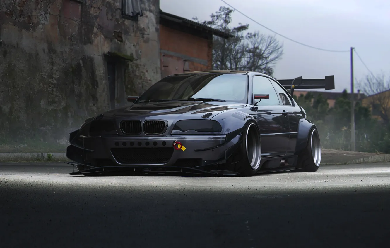 Фото обои BMW, Car, Front, E46, Silver, Widebody, Hugo Silva