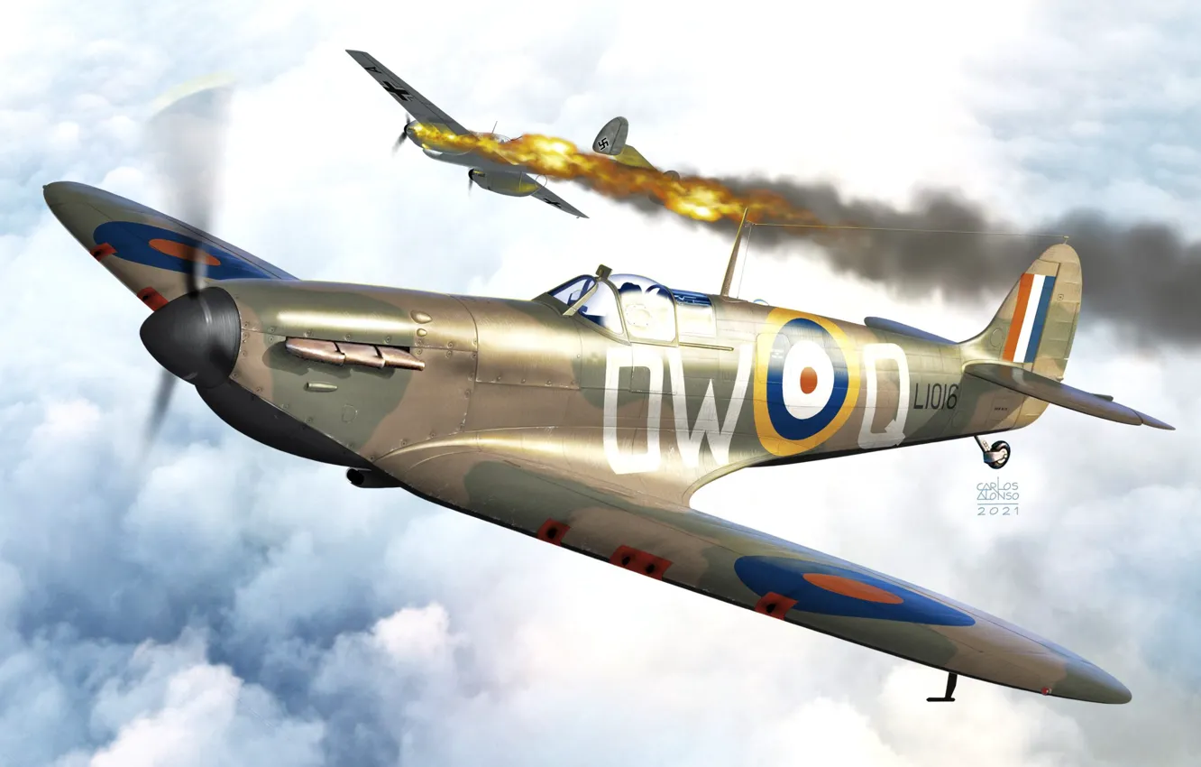 Фото обои Великобритания, Spitfire, Spitfire Mk.I, Боевой самолёт, Поршневой истребитель