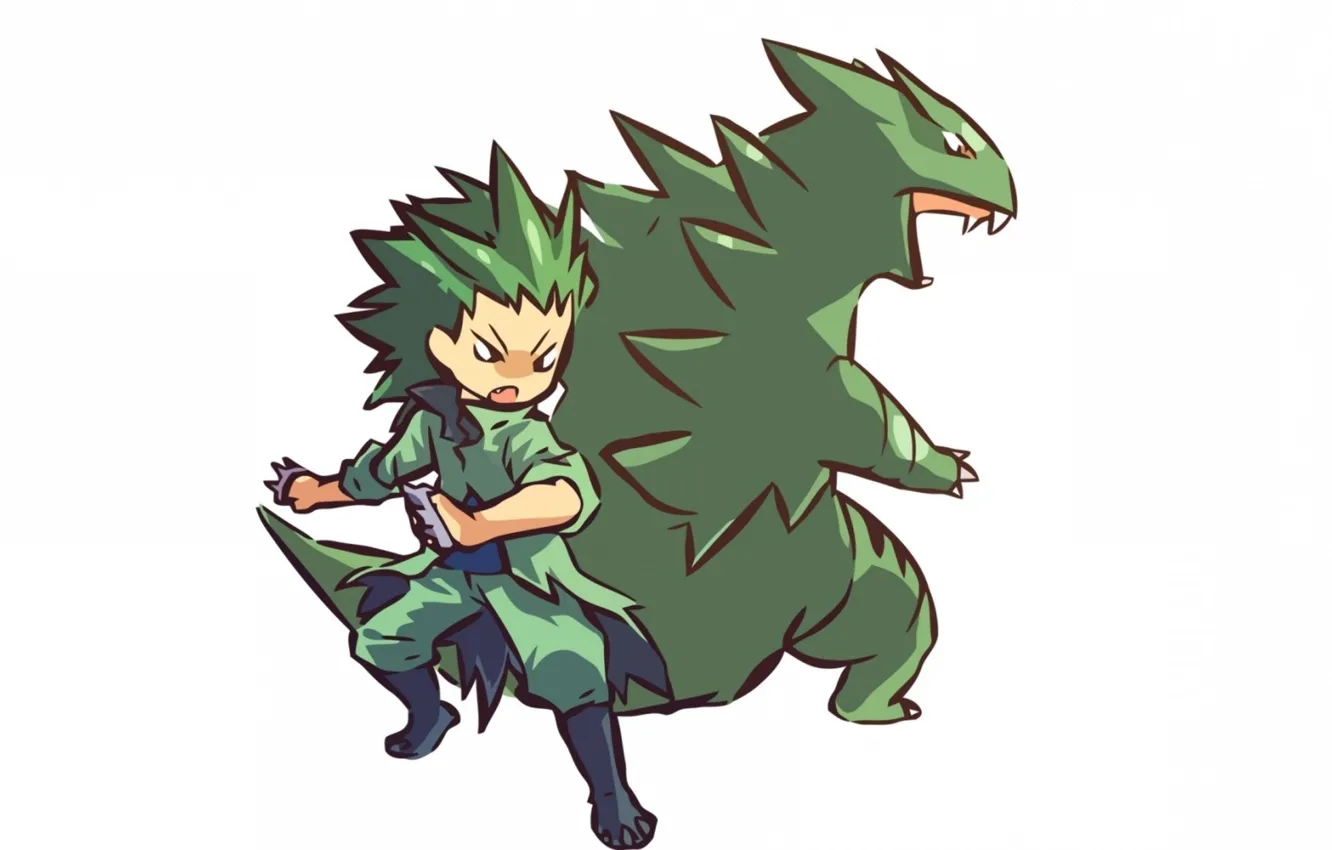 Фото обои мальчик, boy, покемон, pokemon, Tyranitar, хуманизация, Тиранитар