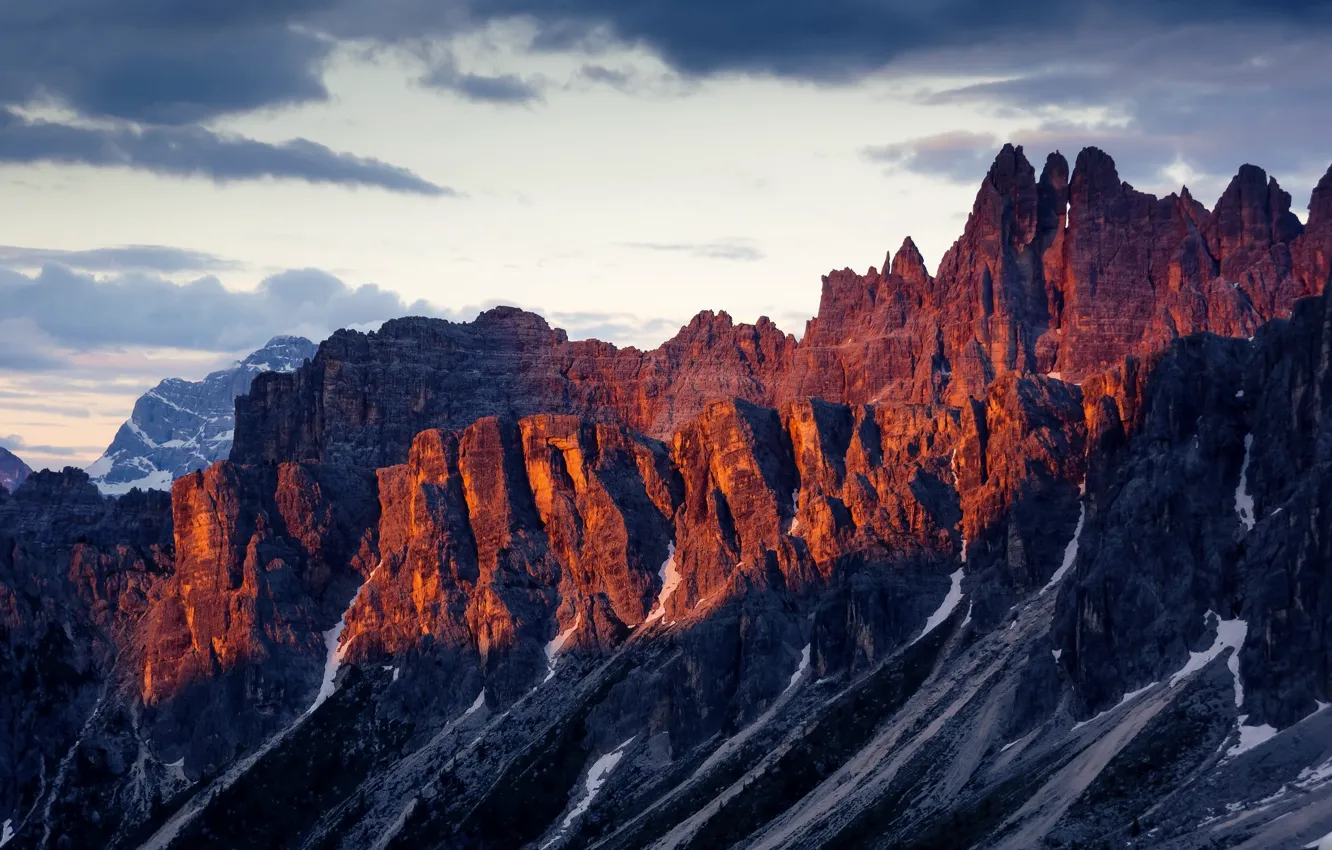 Фото обои небо, облака, горы, природа, скалы, Альпы, Италия, Доломиты