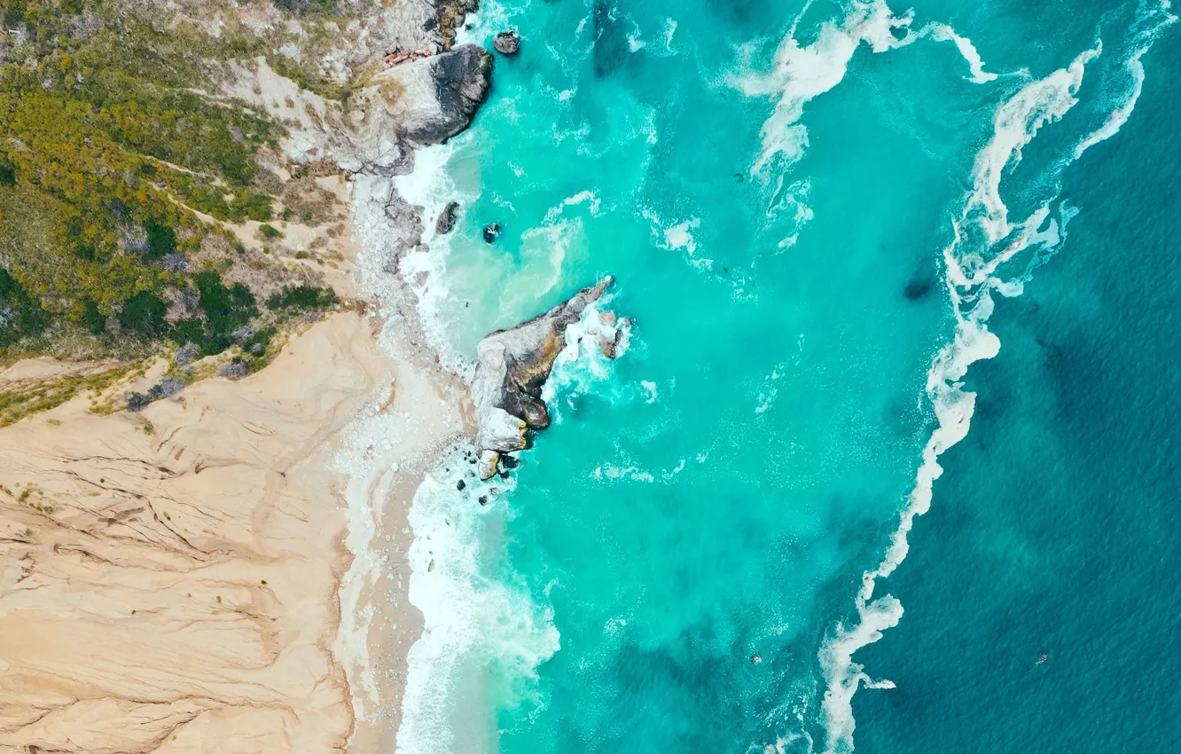 Фото обои песок, море, волны, пейзаж, природа, берег, растительность, waves