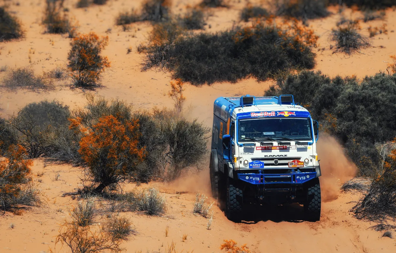 Фото обои Песок, Спорт, Грузовик, Гонка, Мастер, Россия, 500, Kamaz