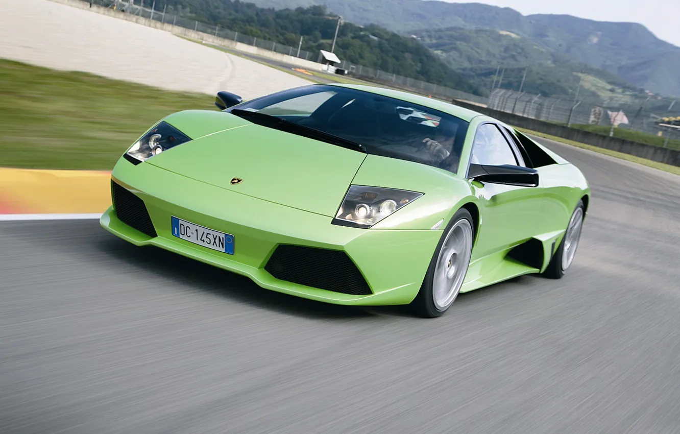 Фото обои дорога, скорость, Lamborghini, суперкар