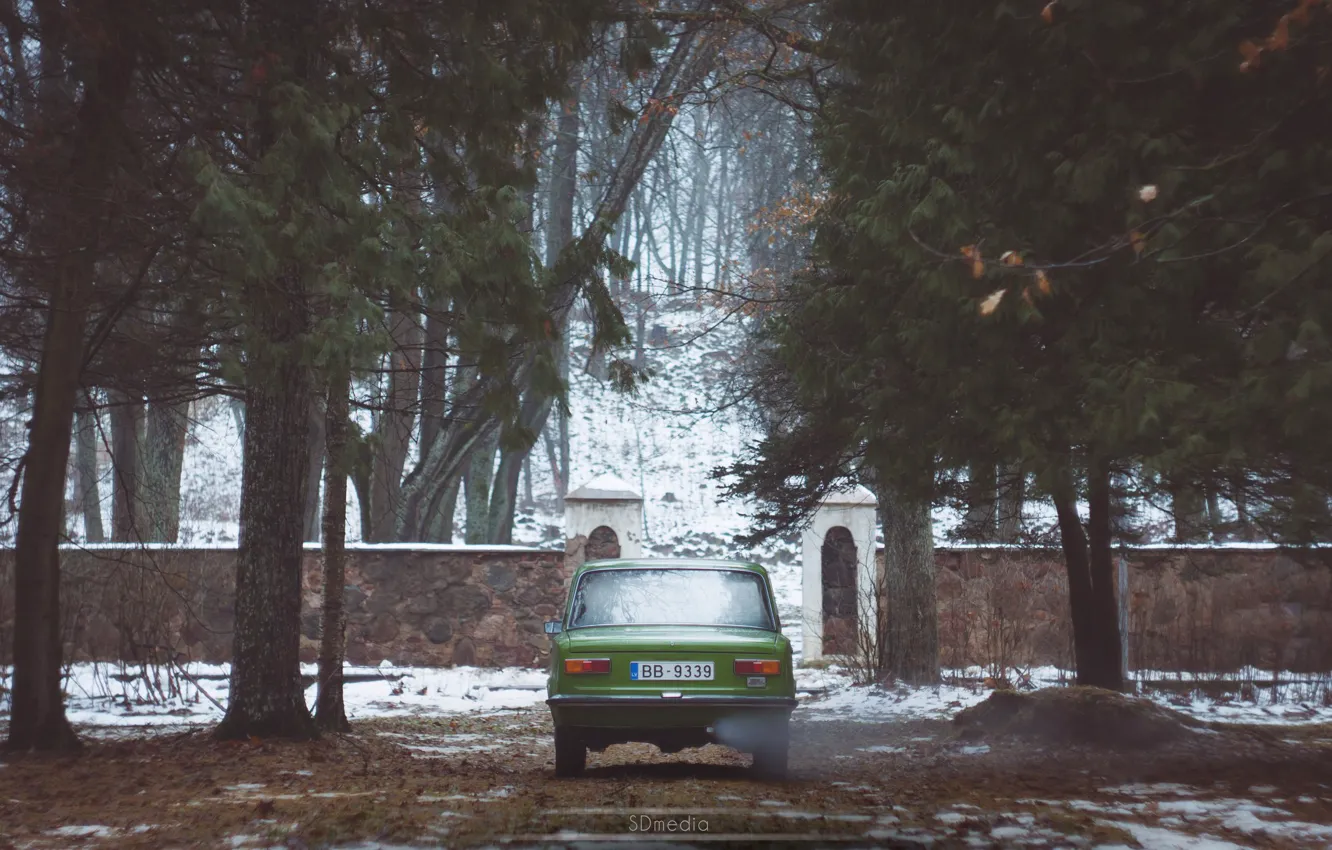 Фото обои ретро, зелёный, советский, Жигули, ВАЗ-2101