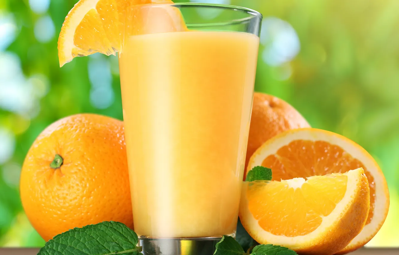 Фото обои апельсины, мята, дольки, orange juice, апельсиновый сок, mint, oranges, cloves