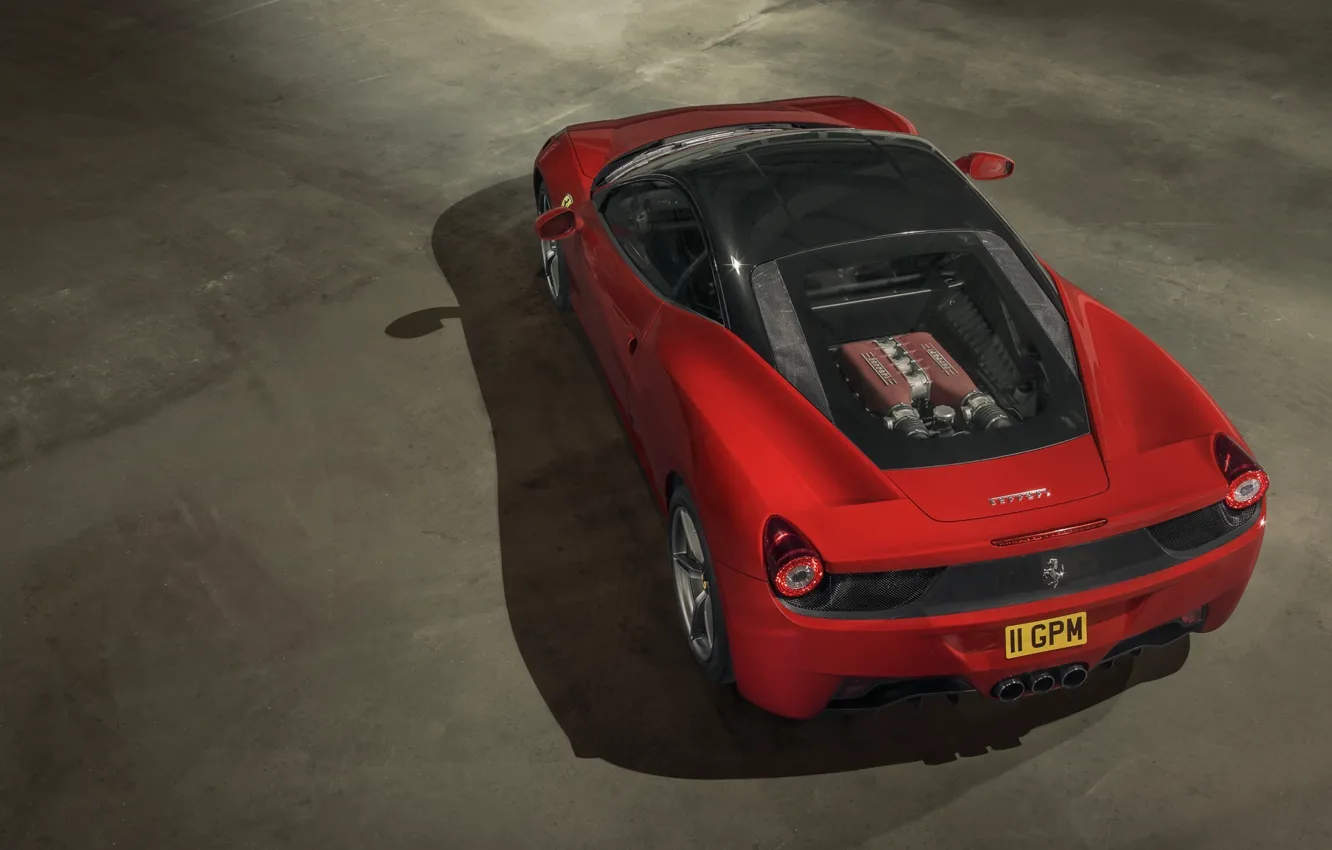 Фото обои Ferrari, Red, Power, 458, Italia, Photography, Supercar, Rear