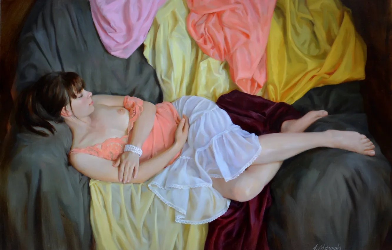 Фото обои красота, живопись, нега, спящая женщина, Анна Маринова