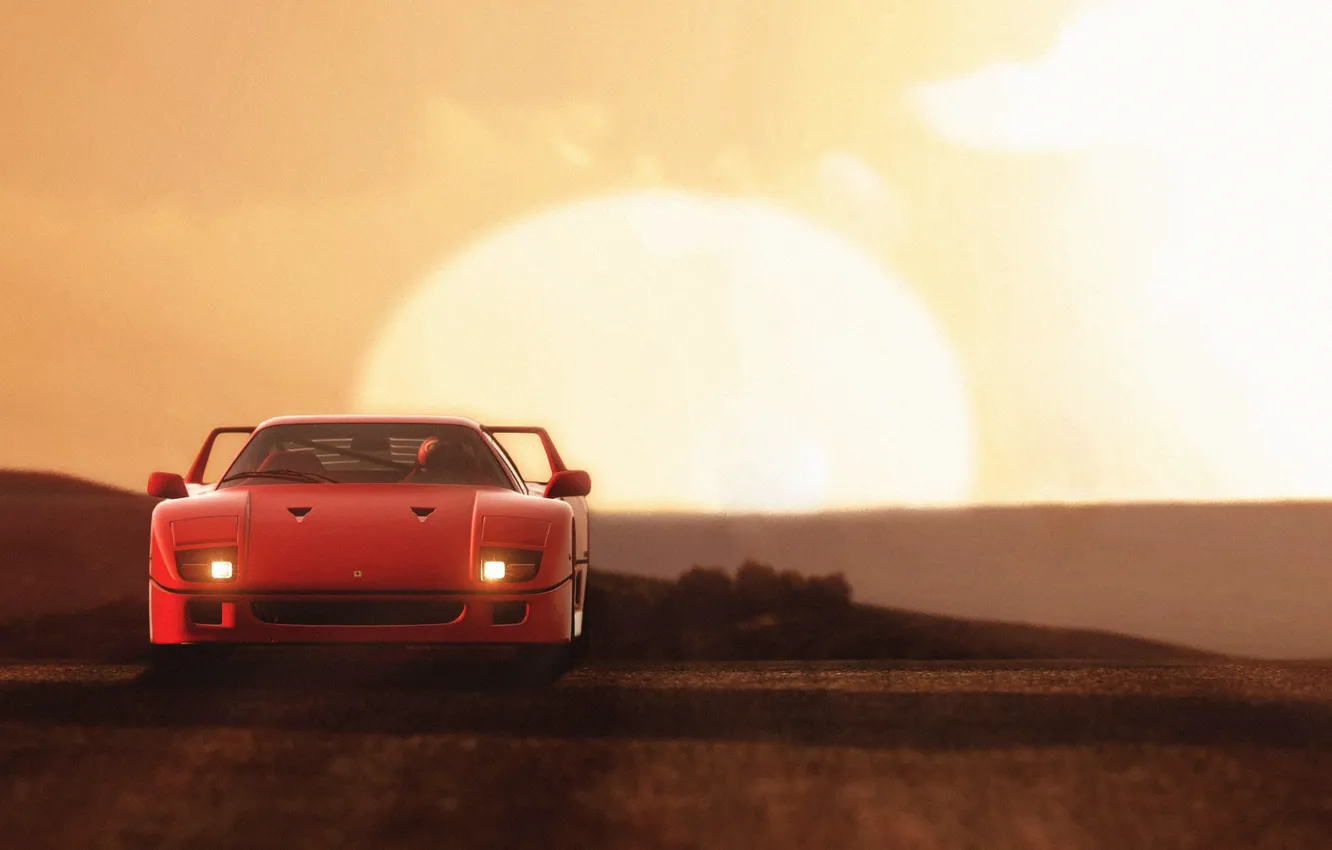 Фото обои машина, авто, солнце, рендеринг, суперкар, феррари, передок, Gran Turismo 6