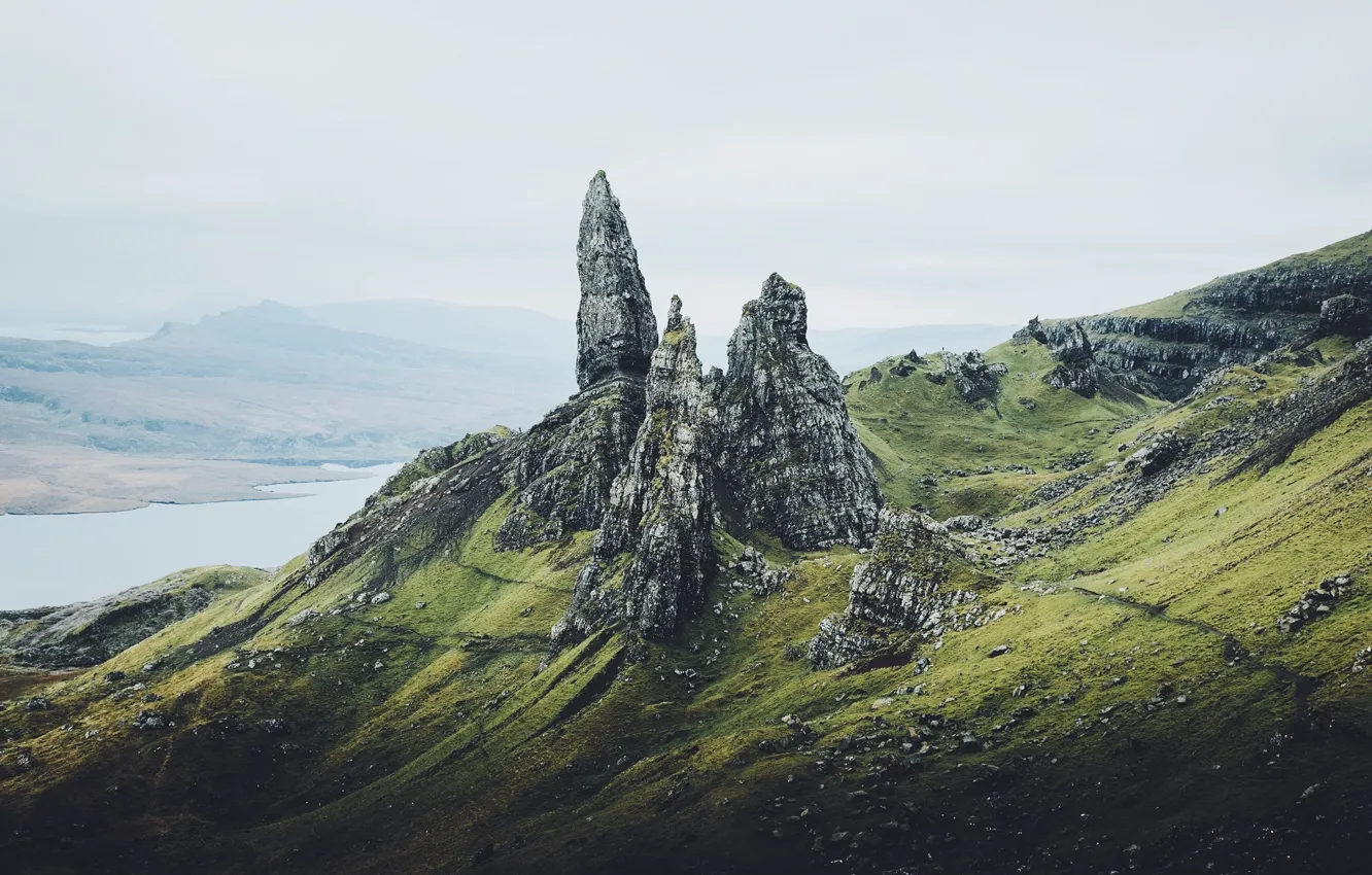 Фото обои горы, скалы, остров, Шотландия