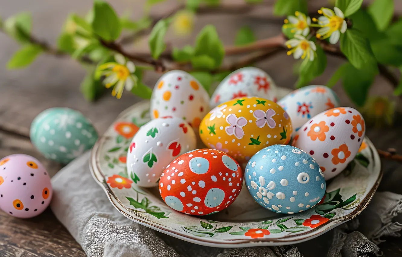 Фото обои цветы, яйца, весна, colorful, Пасха, happy, flowers, spring