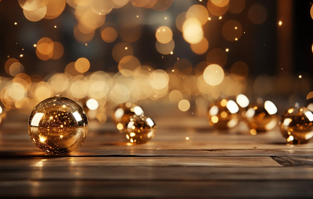 Фото обои украшения, фон, золото, шары, Новый Год, golden, new year, happy