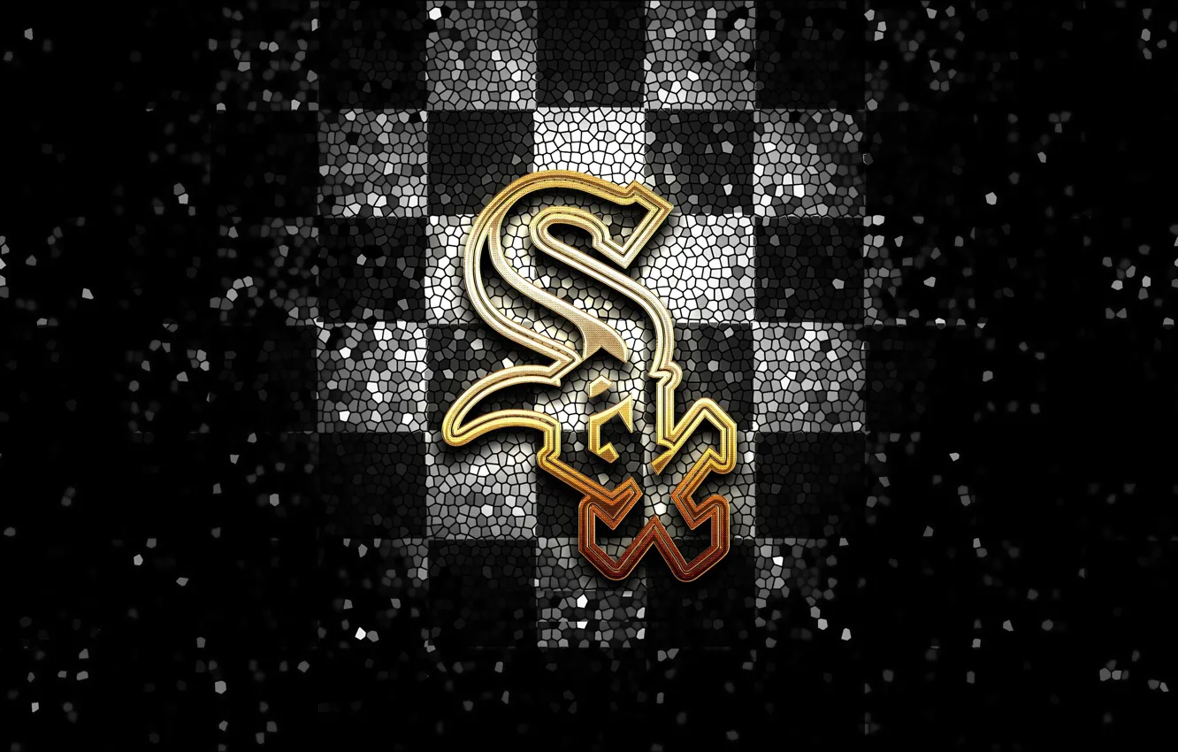Фото обои glitter, checkered, baseball, Chicago White Sox, MLB, wallpaper, logo, Sport