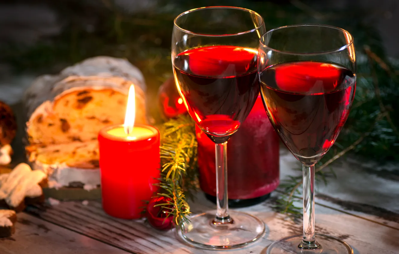Фото обои вино, елка, свеча, бокалы, Рождество, Новый год, Christmas, wine