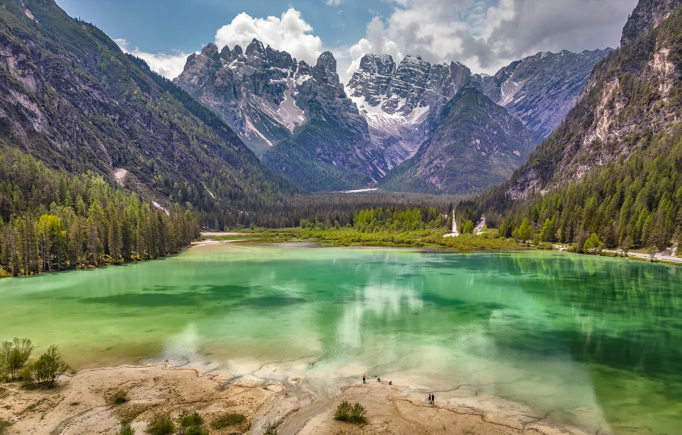 Фото обои горы, озеро, скалы