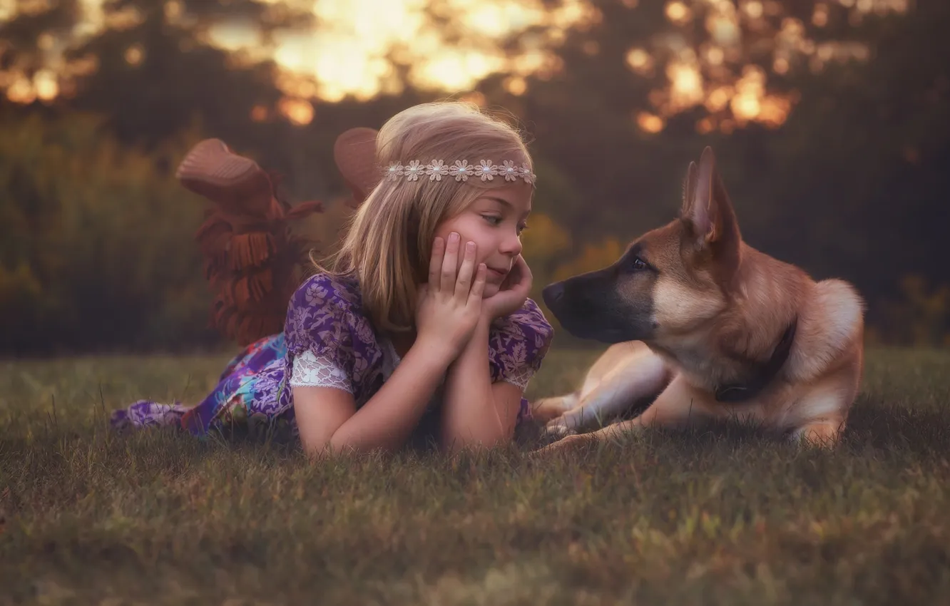 Фото обои собака, девочка, Best Friends, Lorna Oxenham