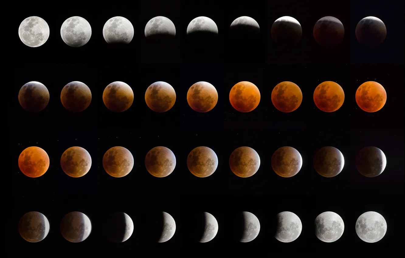 Фото обои луна, затмение, фазы, Lunar Eclipse