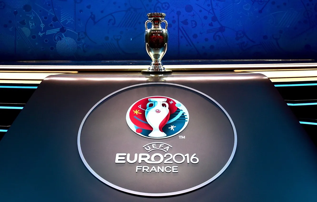 Фото обои логотип, белый фон, France, кубок, UEFA, трофей, Чемпионат Европы по футболу 2016, Евро 2016