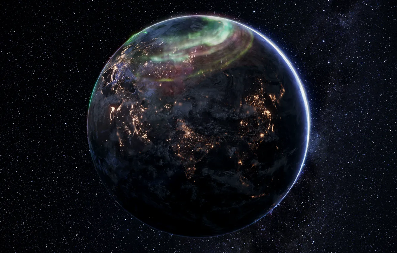 Фото обои lights, planet, sci fi
