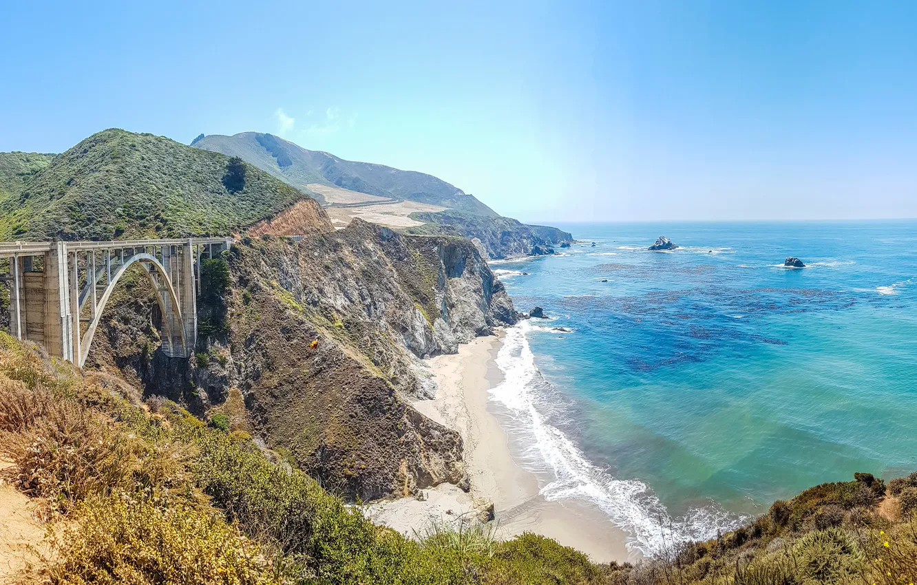 Фото обои landscape, nature, monterey, highway, historic, coastline, landmark