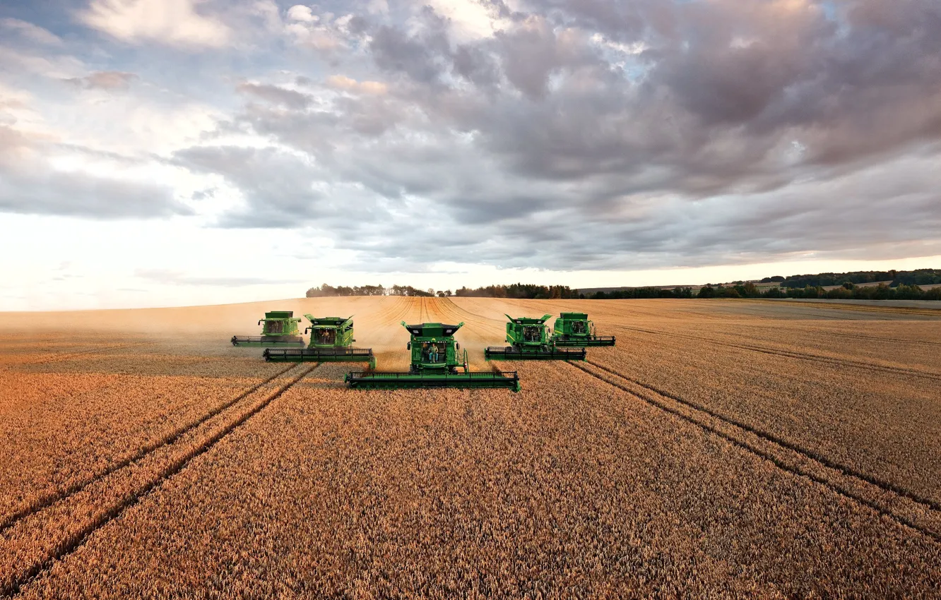 Фото обои harvester, agriculture, john deere