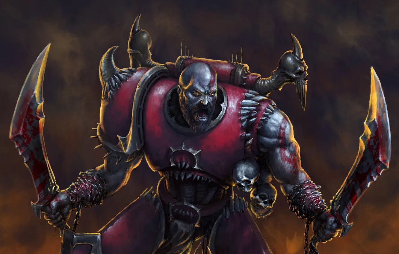 Фото обои Kratos, God of War, Warhammer 40 000, blades of chaos