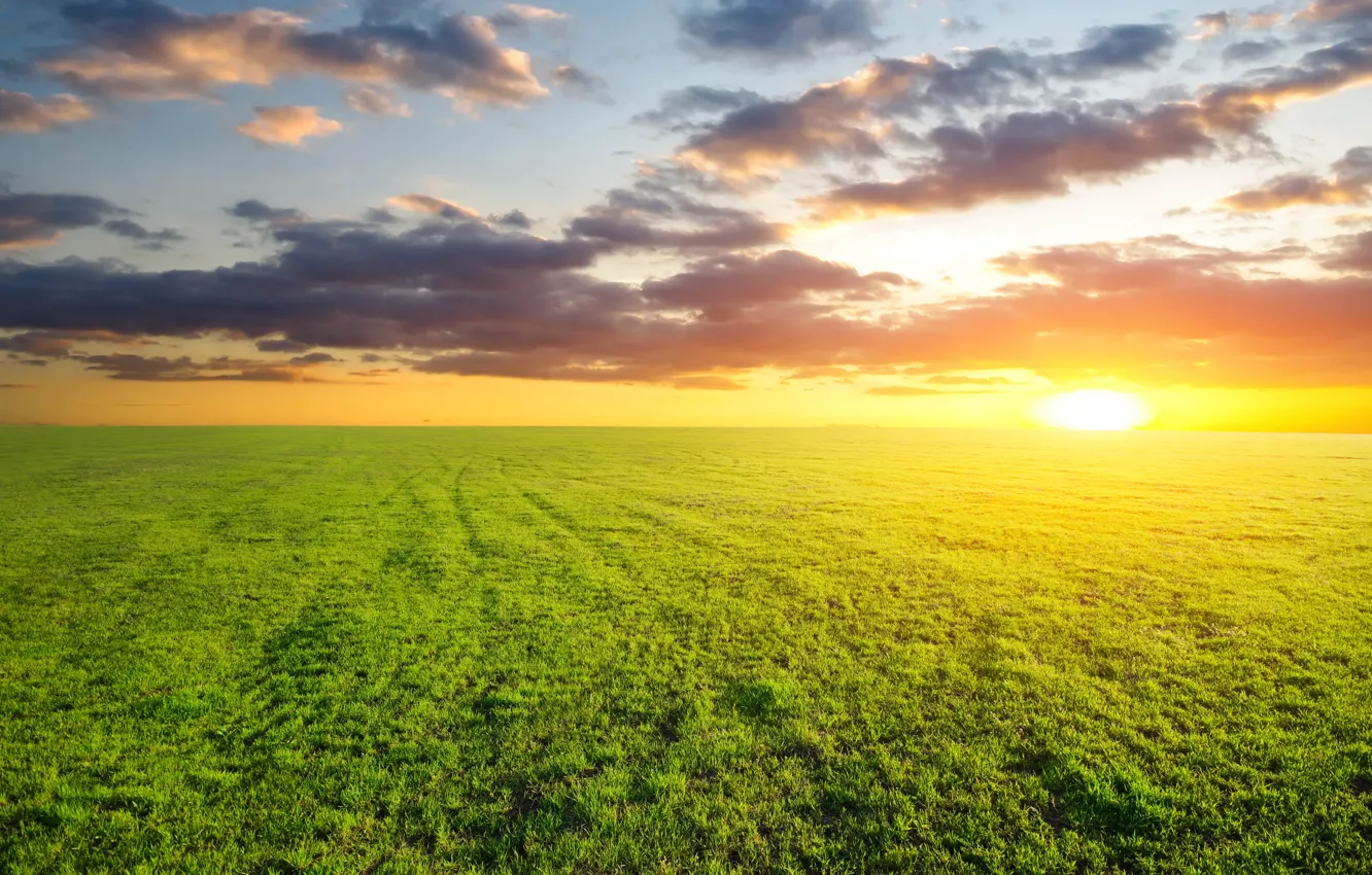 Фото обои небо, солнце, облака, природа, широкоформатные