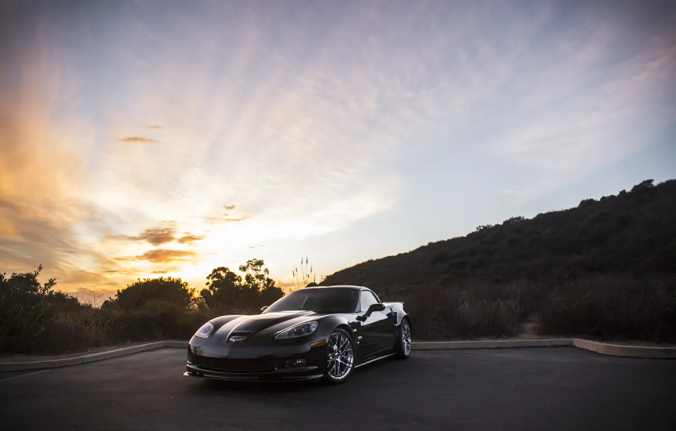 Фото обои Corvette, ZR1, Black, C6