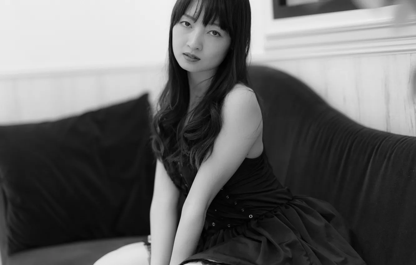 Фото обои girl, long hair, dress, beautiful, pretty, lips, face, asian