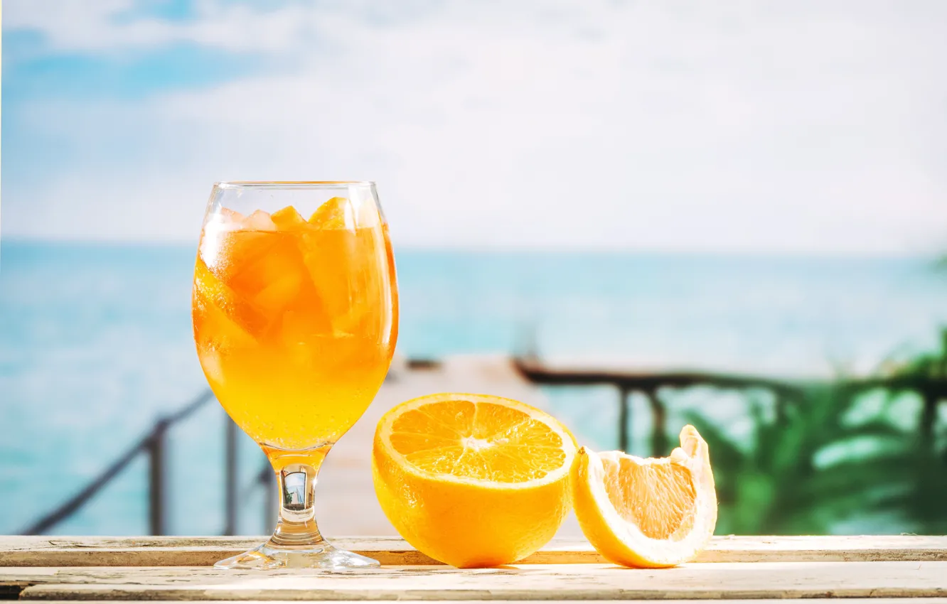 Фото обои пляж, лето, отдых, апельсин, сок, juice, ice, summer