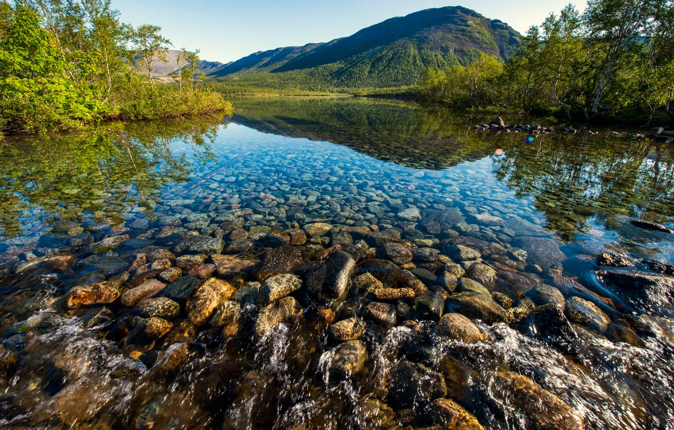 Фото обои water, lake, rocks