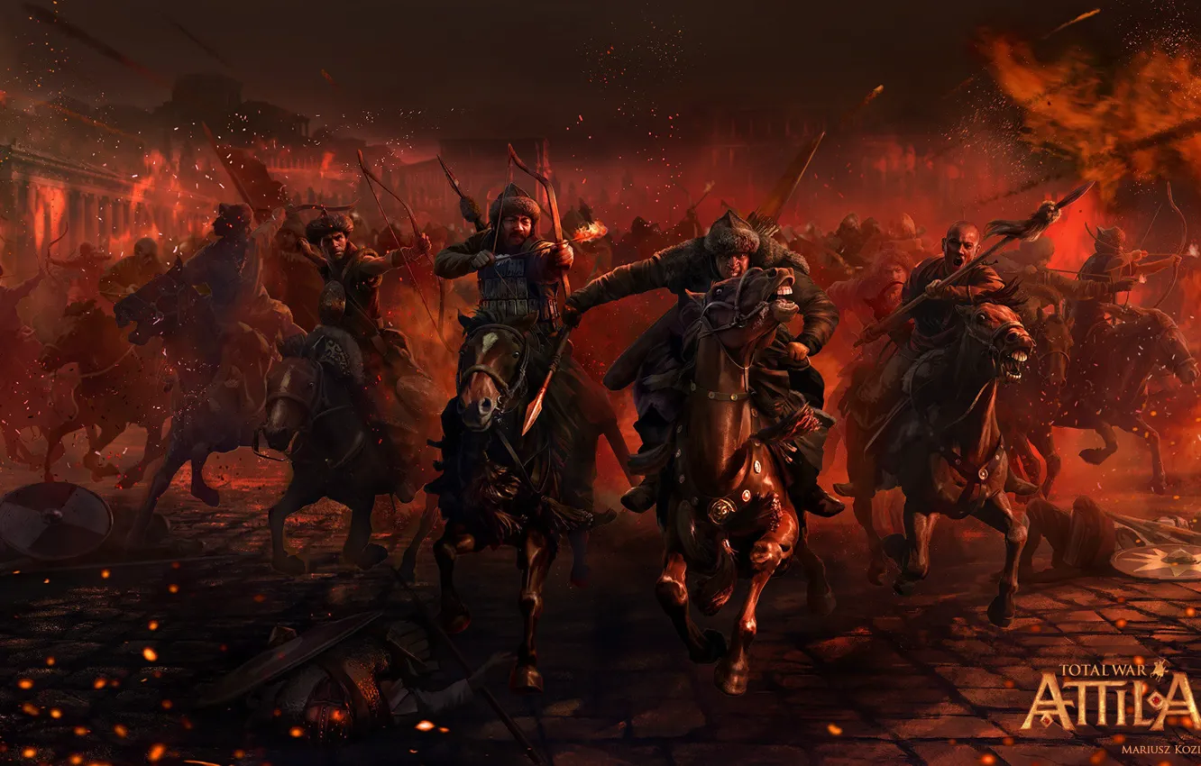 Фото обои воины, всадники, Total War, Attila, huns cavalry
