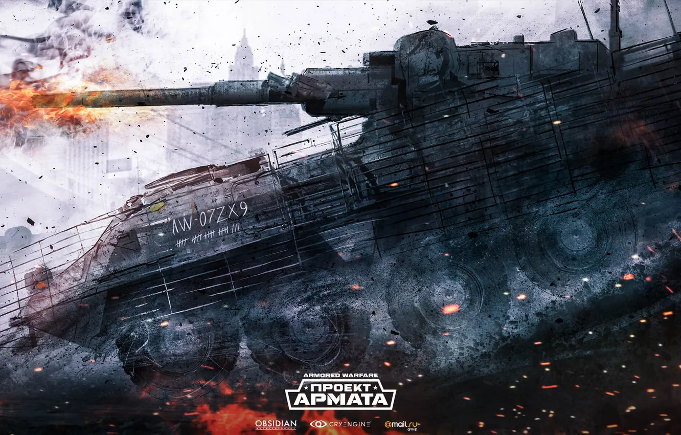 Фото обои выстрел, танк, tanks, CryEngine, mail.ru, Armored Warfare, Obsidian Entertainment, Проект Армата