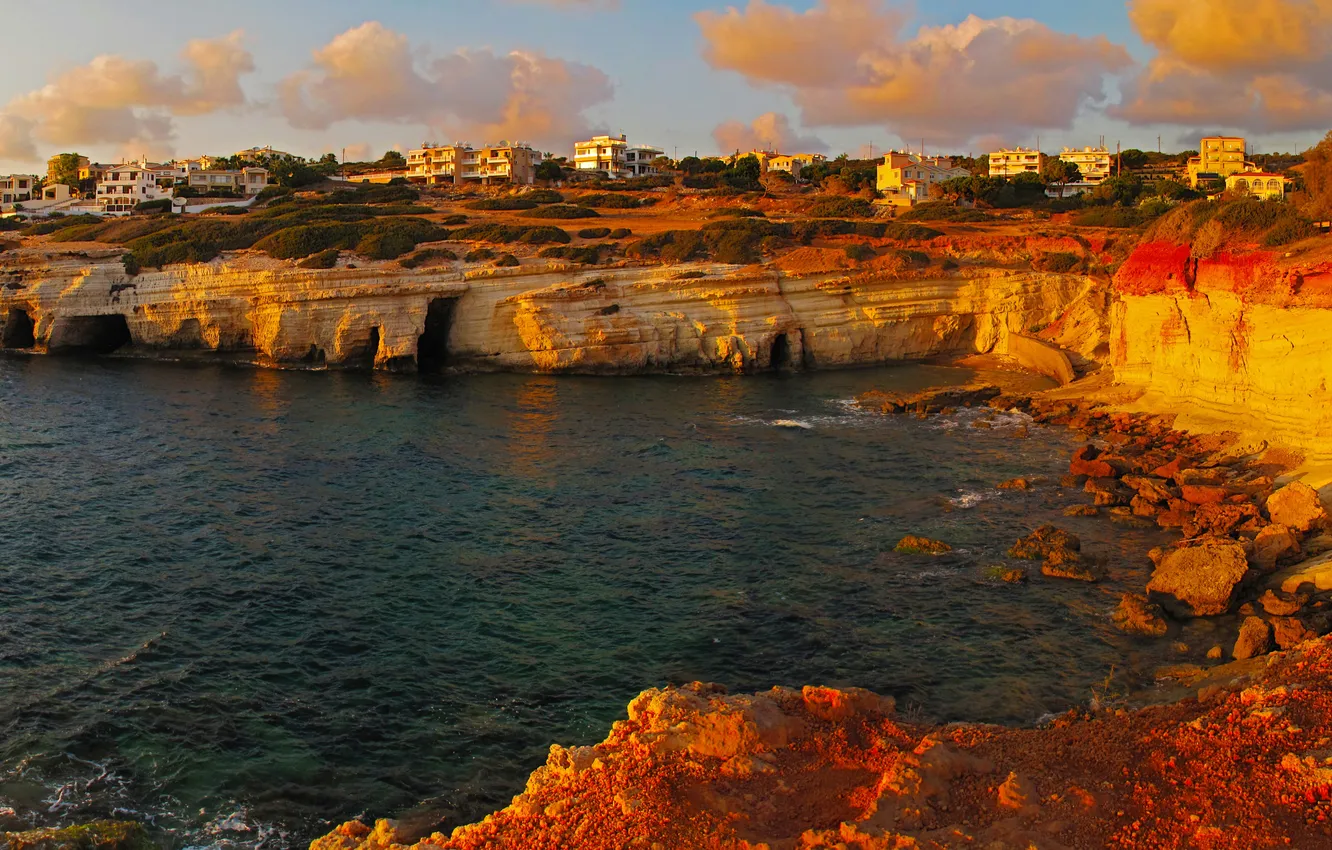 Фото обои город, фото, побережье, дома, Кипр, Pegeia