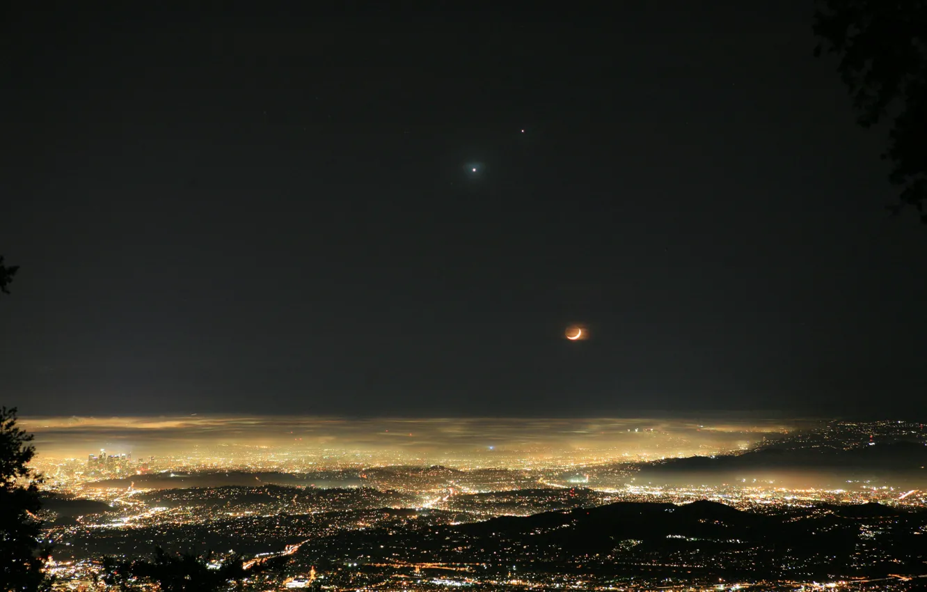 Фото обои ночь, огни, Los Angeles