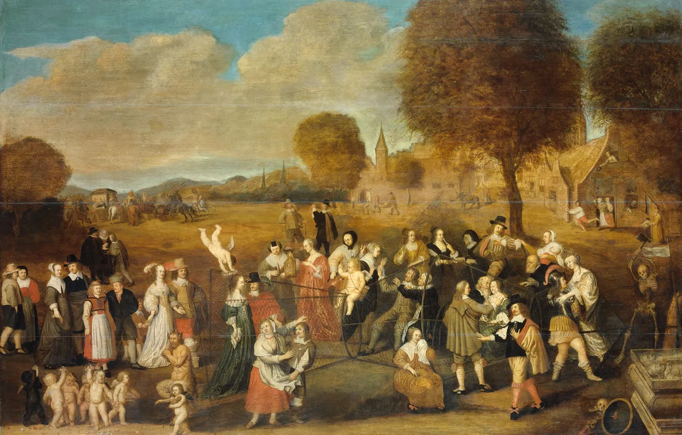 Фото обои масло, картина, 1647, 1Hendrik Noorderwiel, Аллегория о браке, Свадебная ловушка